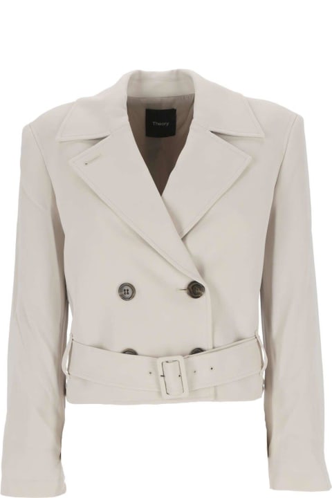 Theory Clothing for Women Theory Double-breasted Belted Cropped Coat
