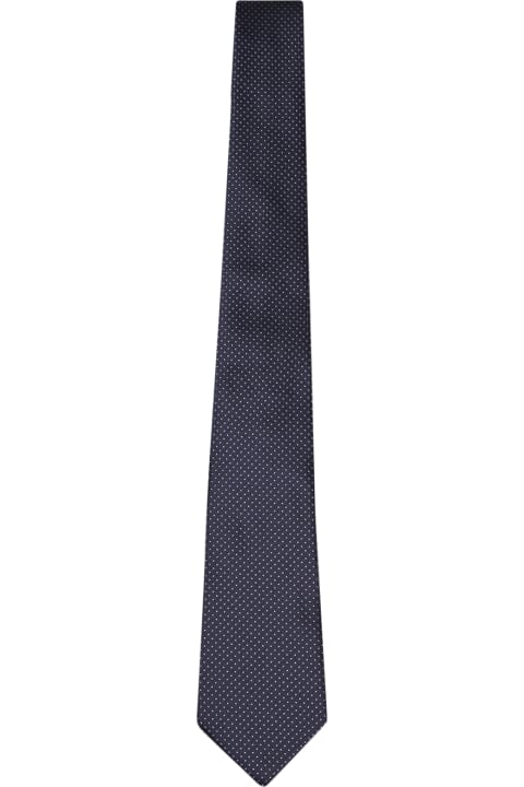 Ties for Men Canali Micro Polka Dot White/blue Tie