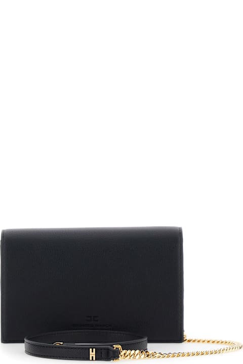 Elisabetta Franchi Bags for Women Elisabetta Franchi Black Clutch Bag With Logo Lettering On The Front And Chain Shoulder Strap In Eco Leather Woman