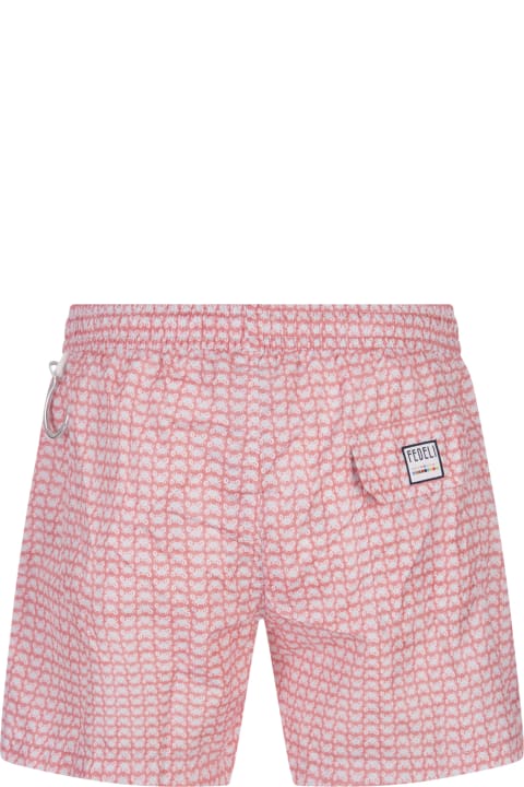 Fedeli for Men Fedeli Pink Swim Shorts With Crab Pattern