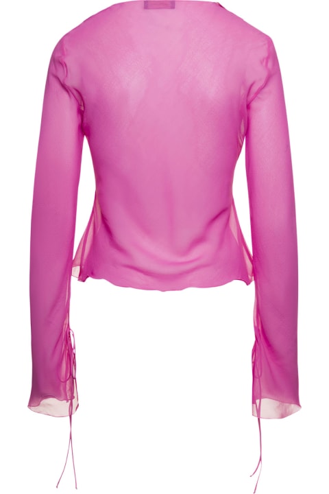 The Andamane Topwear for Women The Andamane Ruffle-detail Blouse In Pink Silk Woman