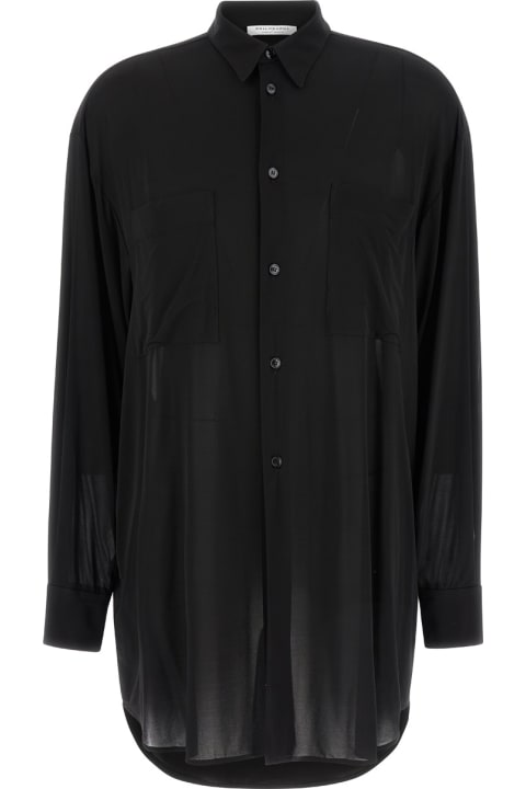 Philosophy di Lorenzo Serafini Topwear for Women Philosophy di Lorenzo Serafini Oversized Black Shirt With Patch Pockets In Stretch Viscose Woman