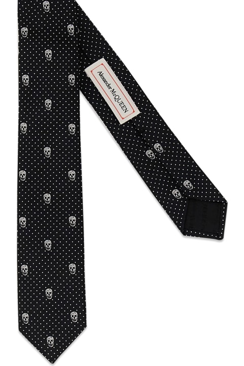 Ties for Women Alexander McQueen Polka Dots And Skull Tie