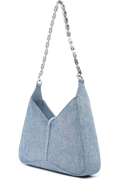 Givenchy Sale for Women Givenchy Cut-out Zipped Small Shoulder Bag In Light Blue Denim