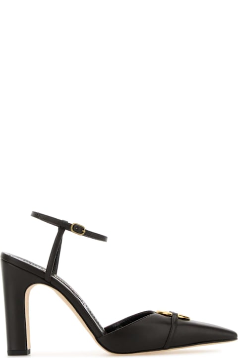 Manolo Blahnik لـ Kids Manolo Blahnik Dark Brown Leather Querelle Pumps