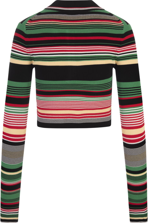 Paco Rabanne Topwear for Women Paco Rabanne Multicolor Striped Polo Style Top