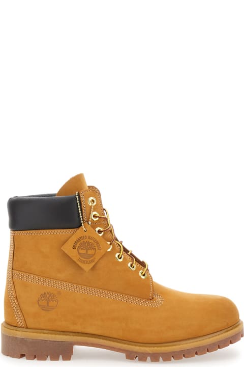 Homeware Timberland 
premium
 Beige Ankle Boots With Embossed Logo On The Side And Front Lace-up Closure In Leather Man