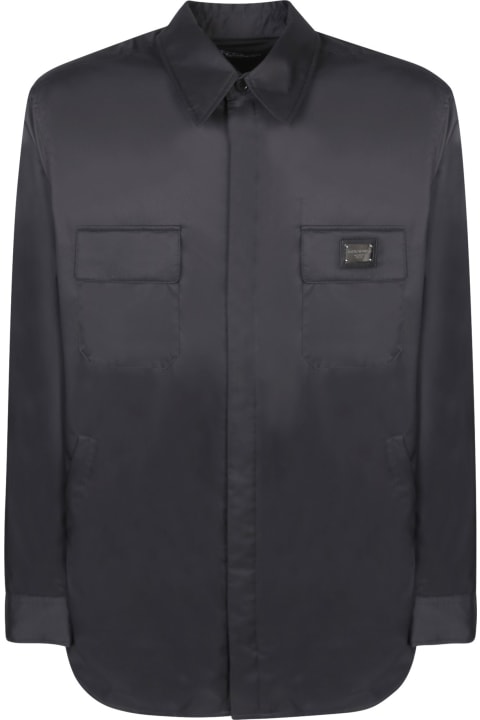 Homeware Dolce & Gabbana Shirt In Semi-gloss Fabric And Logo Plate