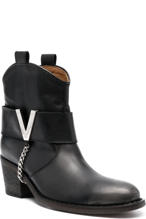 Fashion for Women Via Roma 15 Texan Ankle Boots In Black Leather Woman