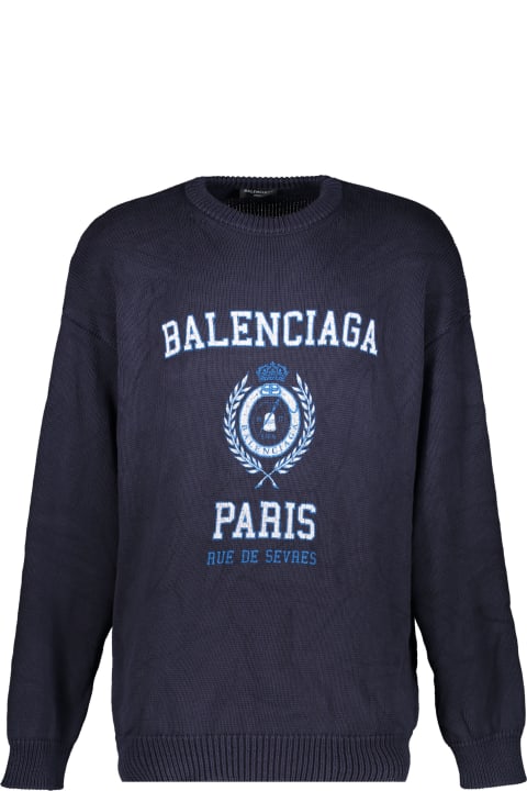 Balenciaga Clothing for Men Balenciaga Logo Crew-neck Sweater