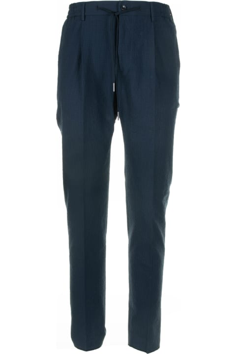 Tagliatore Pants for Men Tagliatore Navy Blue Trousers With Drawstring