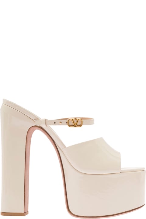 'tan-go' White Sandals With Platform In Patent Leather Woman