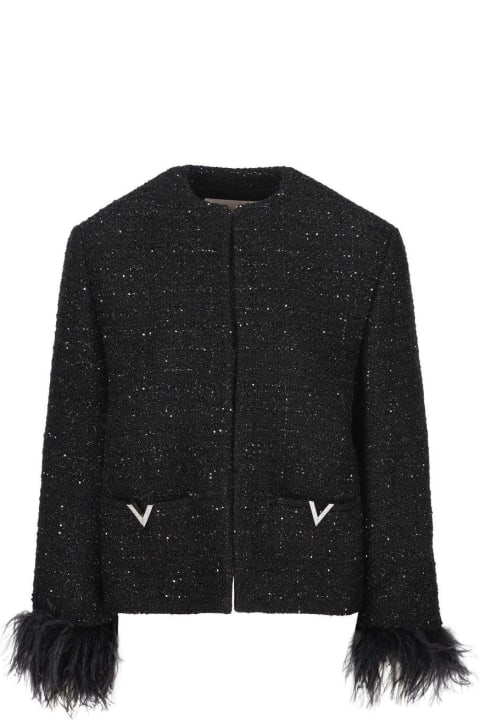 Coats & Jackets for Women Valentino Valentino Logo Plaque Long-sleeved Jacket