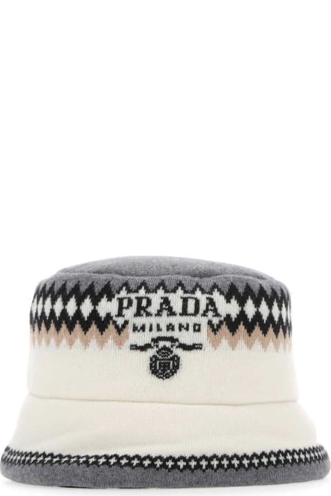 Hair Accessories for Women Prada Embroidered Wool Blend Hat