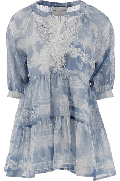 Dresses for Girls Ermanno Scervino Junior Cotton And Silk Voile Dress With Lace