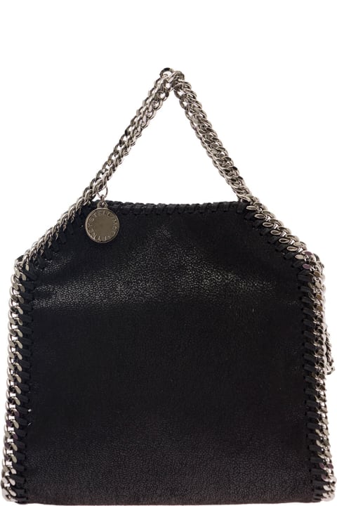 Stella McCartney Totes for Women Stella McCartney '3chain' Mini Black Tote Bag With Logo Engraved On Charm In Faux Leather Woman