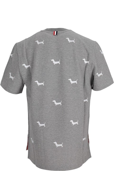 Thom Browne Topwear for Men Thom Browne Dog-embroidered Crewneck T-shirt