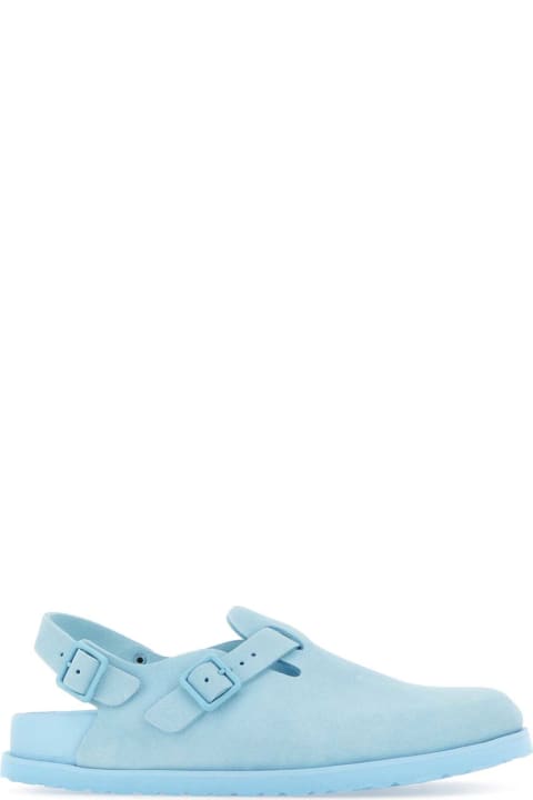 Birkenstock for Men Birkenstock Pastel Light-blue Suede Tokyo Slippers
