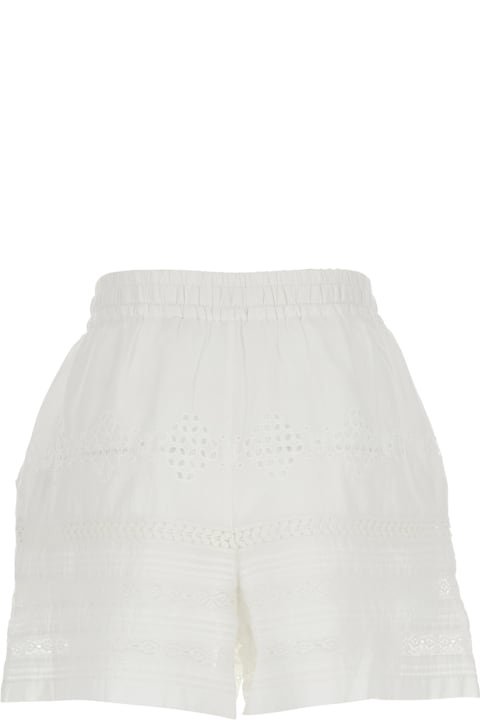 Marant Étoile سراويل طويلة وقصيرة لـ السيدات Marant Étoile 'damina' White Shorts With Lace Details And Gathering In Cotton Woman
