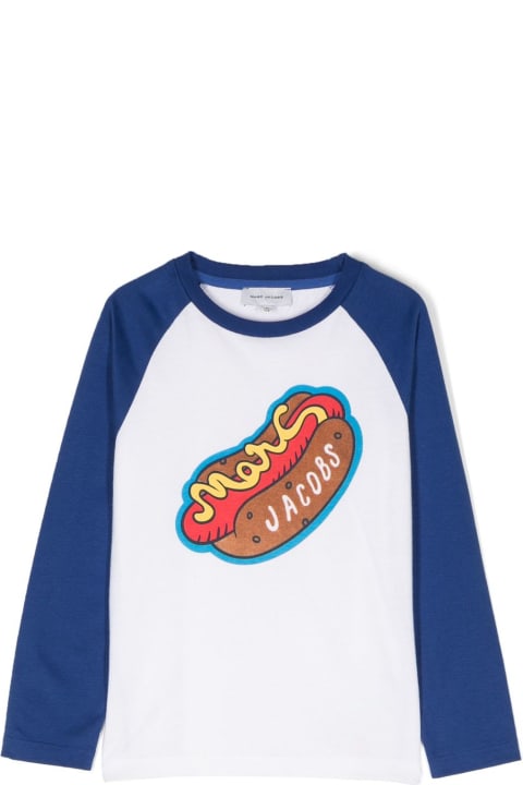Fashion for Women Little Marc Jacobs Marc Jacobs T-shirt Bianca Con Pannelli A Contrasto In Jersey Di Cotone Bambino