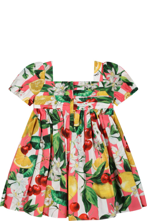 Sale for Baby Girls Dolce & Gabbana Multicolor Dress For Baby Girl With All-over Flowers And Fruits