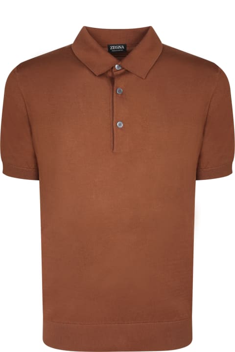Topwear for Men Zegna Premium Beige Cotton Polo Shirt