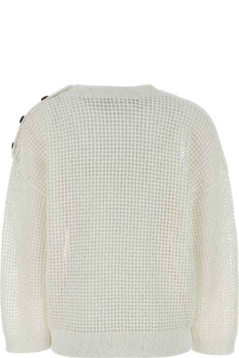 Brunello Cucinelli لـ Kids Brunello Cucinelli White Crochet Sweater