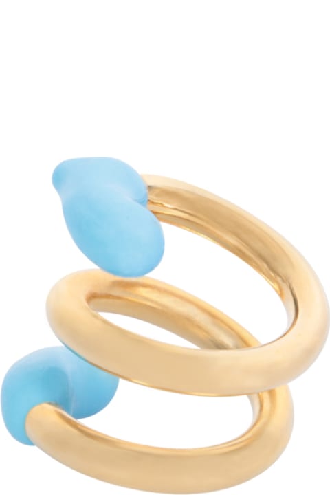 Sunnei for Women Sunnei Fusillo Rubberized Gold/ Light Blue Ring