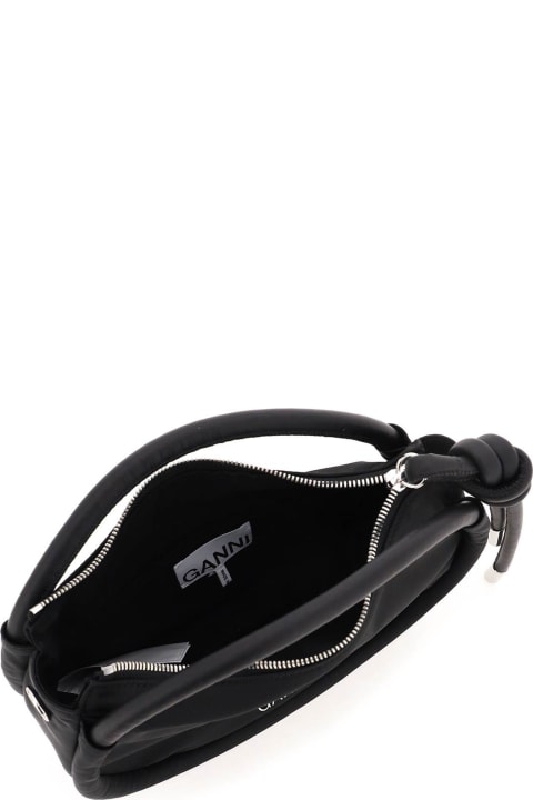 Ganni Shoulder Bags for Women Ganni Black Polyester Knot Mini Bag
