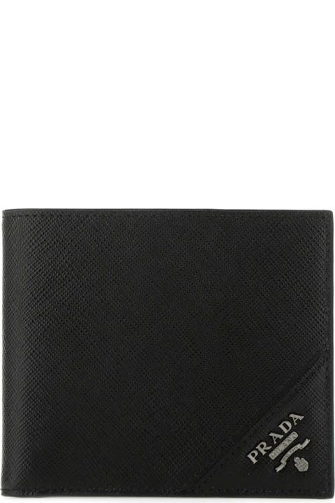 Wallets for Men Prada Black Leather Wallet