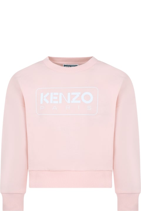 Sweaters & Sweatshirts for Girls Kenzo Kids Pink Sweatshirt For Girl With Logo