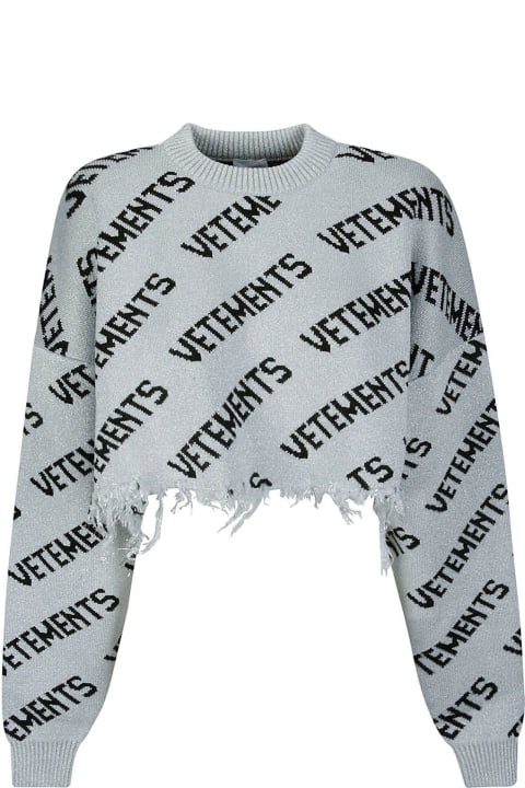 VETEMENTS Sweaters for Women VETEMENTS All-over Logo Printed Cropped Sweater