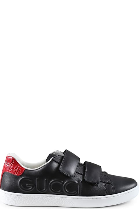 Homeware Gucci Black Ace Sneakers For Kids With Logo