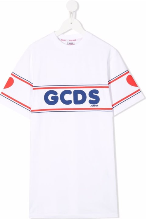 Gcds Kids Girl's White Cotton Dress With Logo