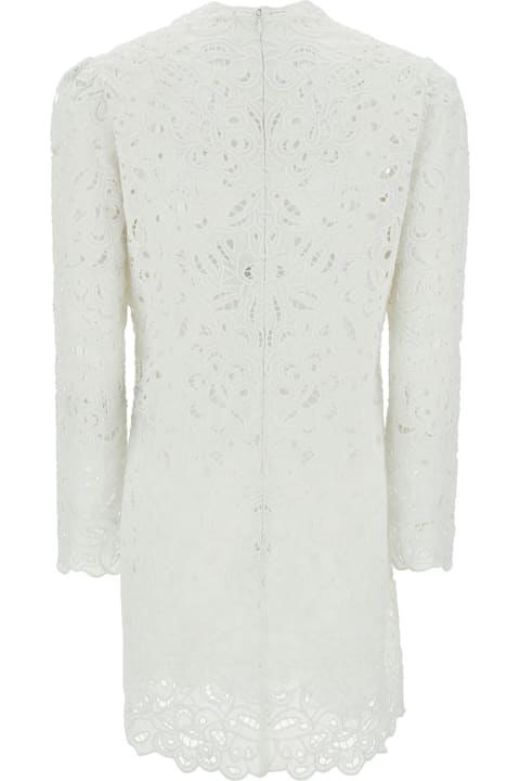 Isabel Marant for Women Isabel Marant 'daphne' Mini White Dress With Flower Embroidery In Guipure Woman