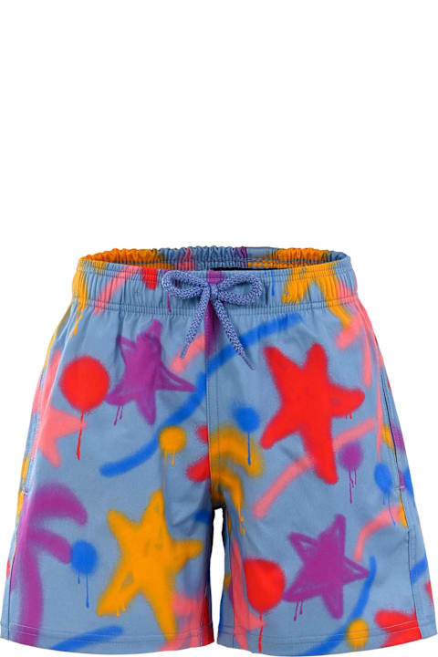 أدوات منزلية Palm Angels Light Blue Swim Shorts For Boy With Palma