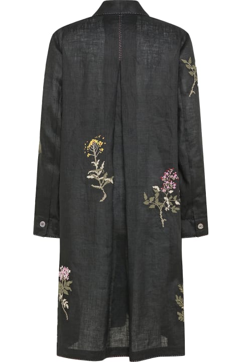 Fashion for Women Seventy Hand-embroidered Pure Linen Duster Coat