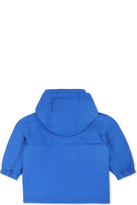 Timberland for Baby Girls Timberland Light Blue Windbreaker Jacket For Baby Boy With Tree