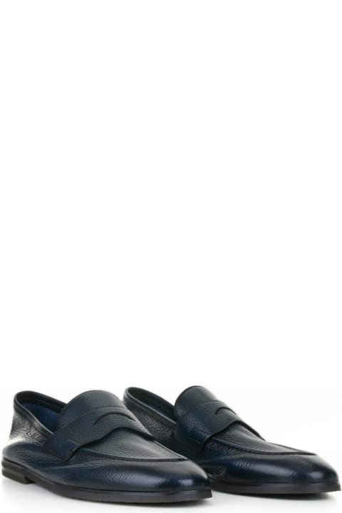 Barrett Shoes for Men Barrett Blue Leather Moccasin