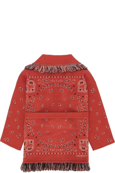 Topwear for Boys Alanui Bandana Jacquard Cardigan Redstart Multi