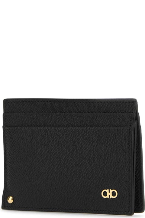 メンズ Ferragamoの財布 Ferragamo Black Leather Card Holder