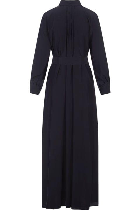 Dresses for Women Kiton Black Silk Shirt Long Dress With Pleating
