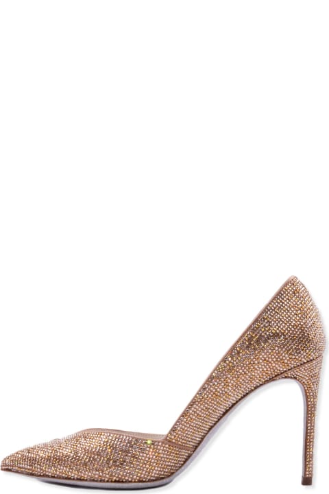René Caovilla High-Heeled Shoes for Women René Caovilla Vivienne Gold Pump With Crystals