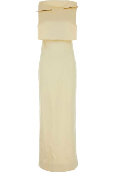 Fashion for Women Loewe Pastel Yellow Stretch Silk Long Dress