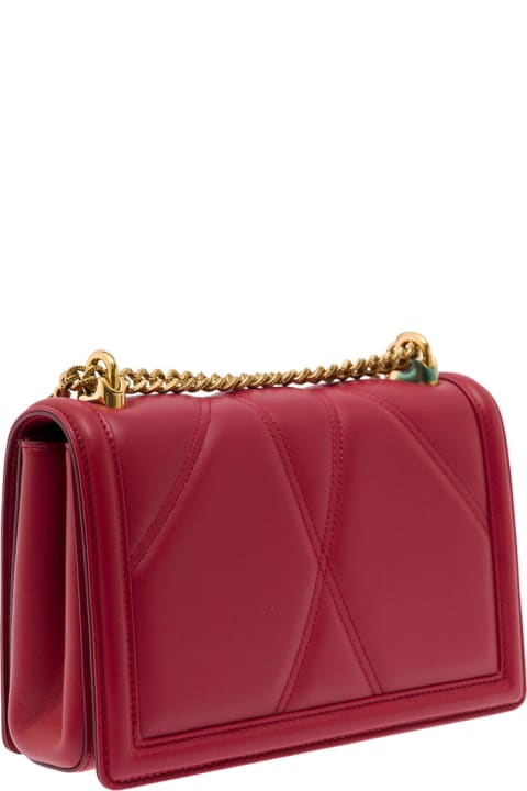 Medium 'devotion' Red Crossbody Bag In Quilted Nappa Leather Woman Dolce & Gabbana