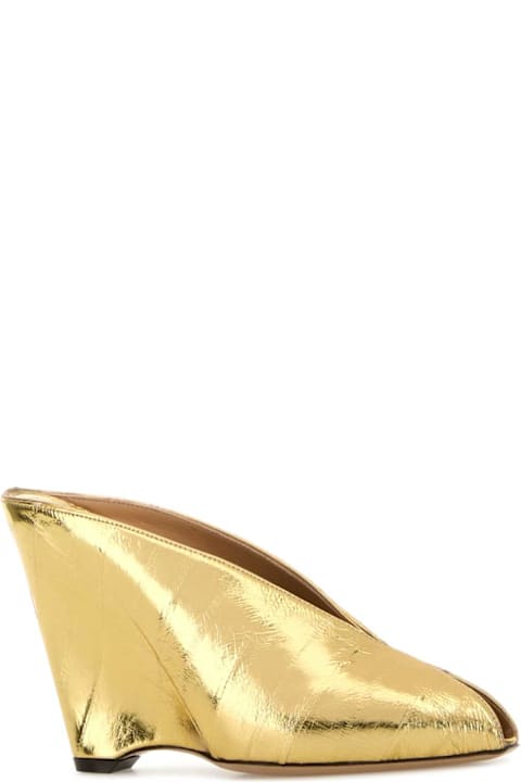 Ferragamo Gold Leather Alicia 95 Mules