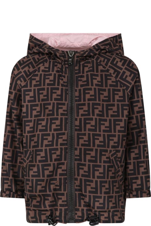 Fendi Coats & Jackets for Girls Fendi Reversible Pink Windbreaker For Girl With Iconic Ff