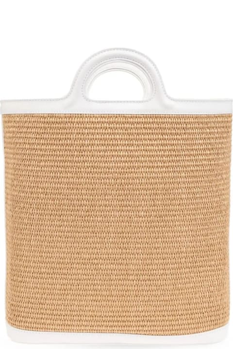 Marni Bags for Women Marni Tropicalia Summer Bag In White Leather And Natural Raffia