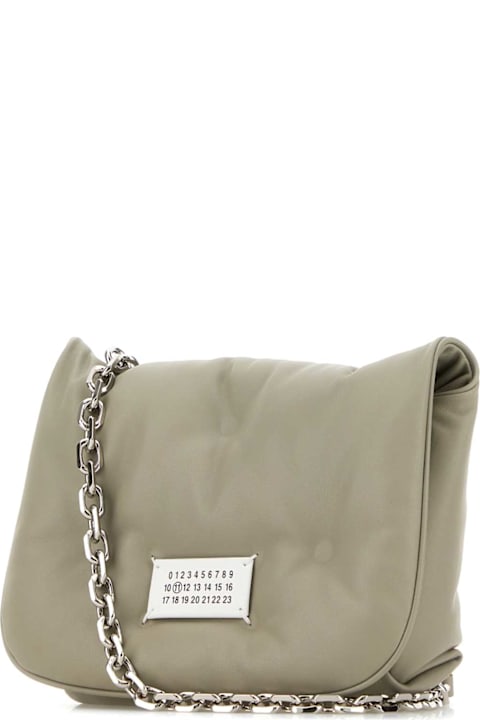 حقائب لـ السيدات Maison Margiela Light Grey Nappa Leather Small Glam Slam Flap Crossbody Bag