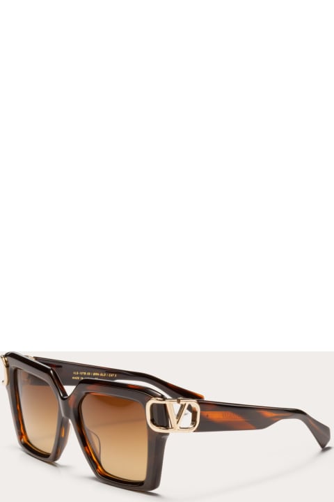 Fashion for Women Valentino Eyewear Uno - Brown Swirl / White Gold Sunglasses